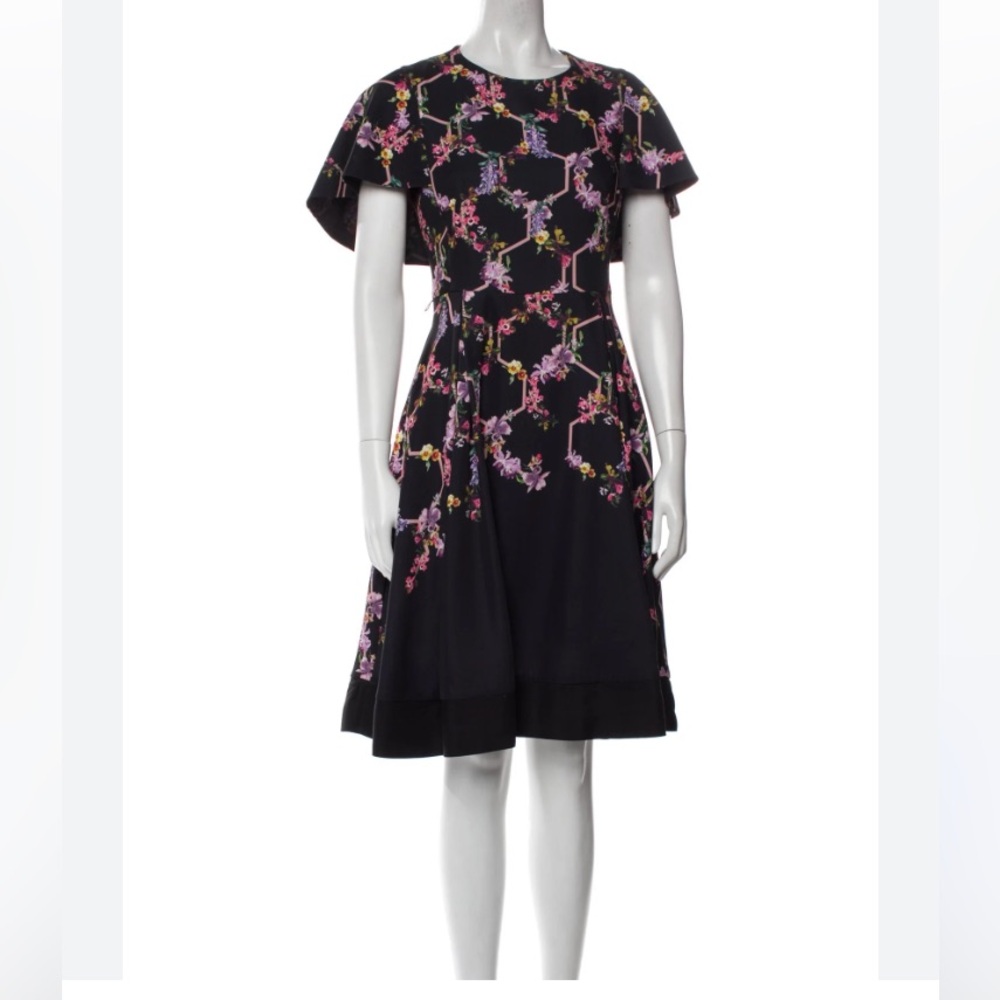Ted Baker Black Dress with Pink Floral Design Uk 1 (US 4) - Picture 3 of 12